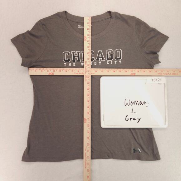 Under Armour Chicago The Windy City Short Sleeve Shirt Womens Size Large L Gray - Picture 5 of 9